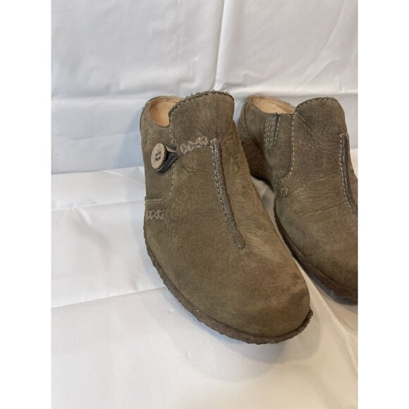 Timberland Mule Shoes Women's  Size 7 Green Brown Nubuck Comfort Gum Crepe Wedge - Picture 2 of 16